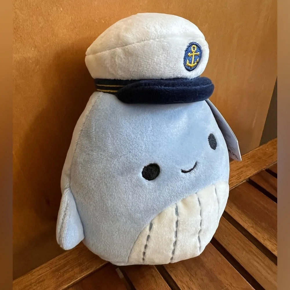🟡NWT 5” Samir Whale Sailor Hat Squishmallow navy nautical anchor cap sea life - Picture 4 of 5